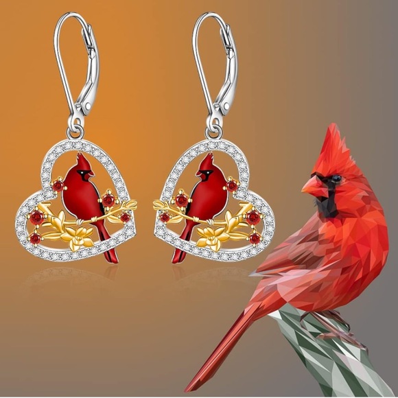 Diamond Cardinal Angel Earrings - Picture 9 of 16